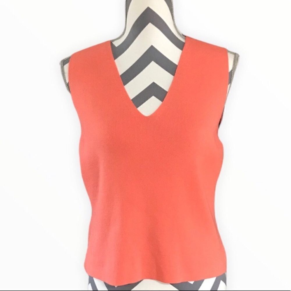 Ann Taylor Loft LARGE Sleeveless Knit V-Neck Top